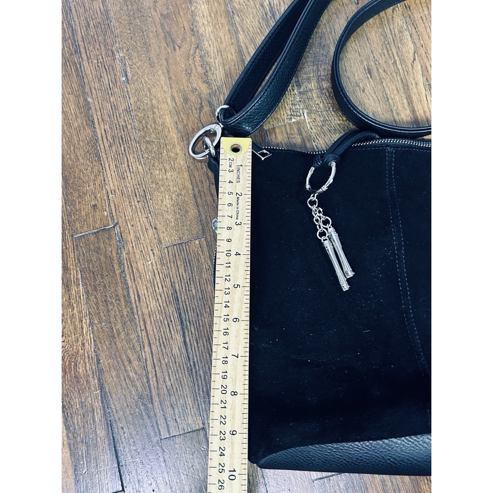 Nino Louise Black Suede Leather Purse Crossbody Timeless - Picture 12 of 12